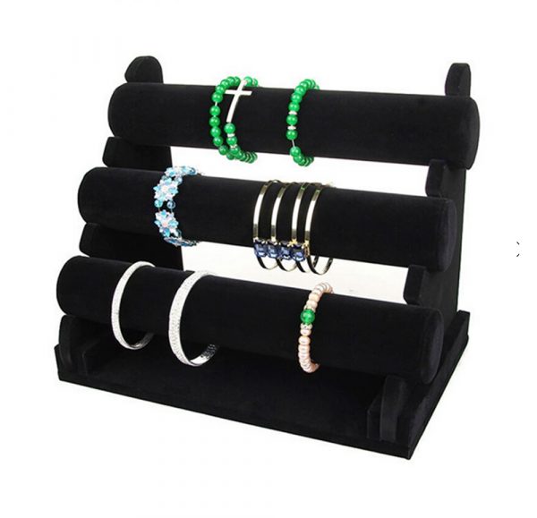 Exhibidor de pulseras terciopelo 3 niveles