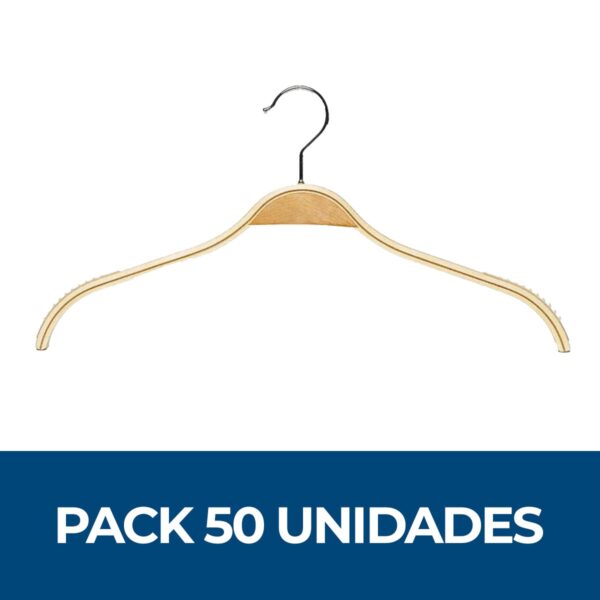 Pack 50 colgadores de madera con base antideslizante