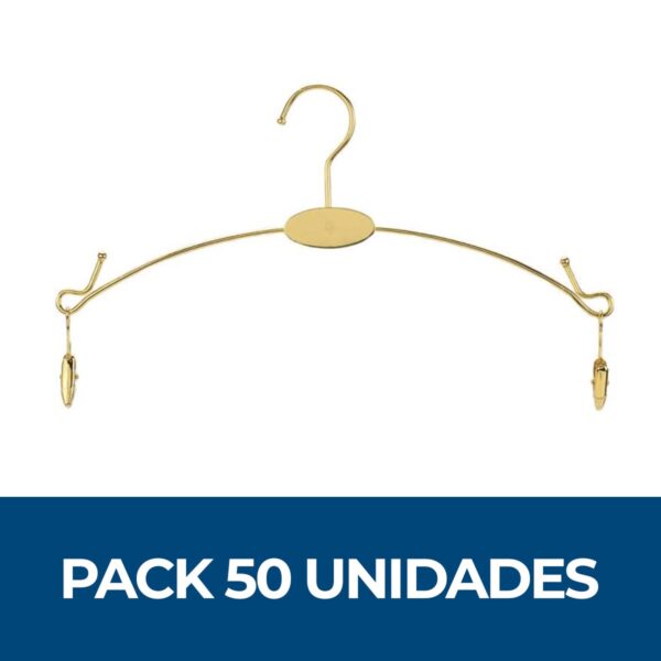 Pack 50 Colgadores metálico dorado para lenceria, ropa interior con pinzas