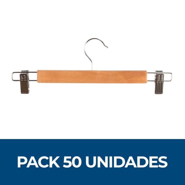 Pack 50 colgadores madera pantalon con pinzas perrito