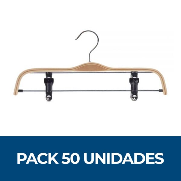 Pack 50 colgadores de madera para faldas con pinzas