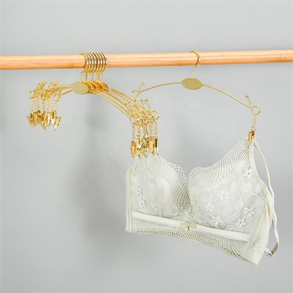 Colgador metálico dorado para lenceria, ropa interior con pinzas - Imagen 5