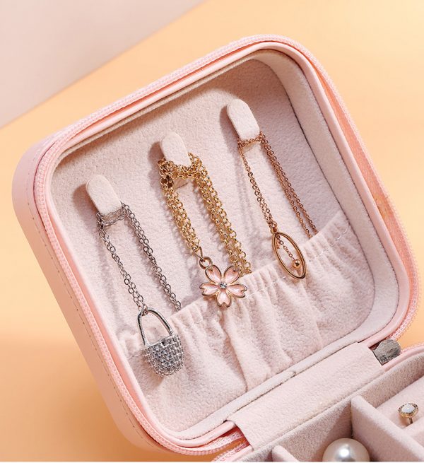 Organizador de joyas viajero rosado con piel durazno - Imagen 4