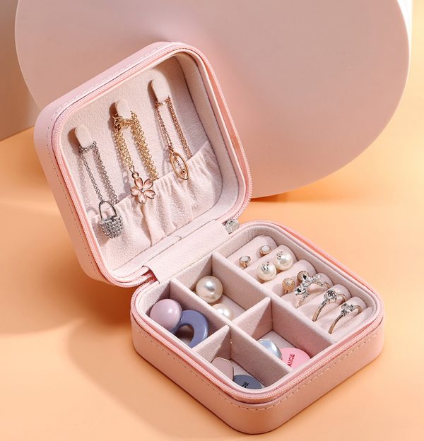 Organizador de joyas viajero rosado con piel durazno - Imagen 6