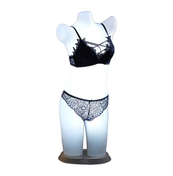 Torso maniqui plástico dama para lenceria, incluye LUZ LED