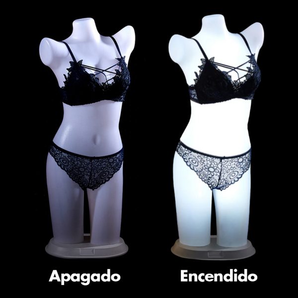 Torso maniqui plástico dama para lenceria, incluye LUZ LED - Imagen 3