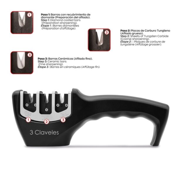 Afilador de cuchillos manual 3 niveles - Imagen 3