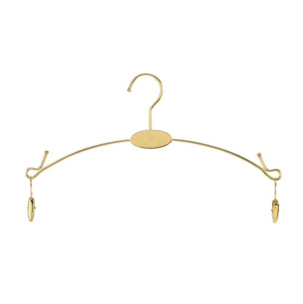 Colgador metálico dorado para lenceria, ropa interior con pinzas