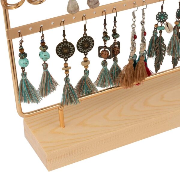 Exhibidor dorado de aros, con base madera - Imagen 5