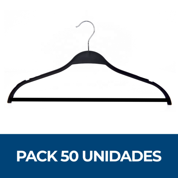 Pack 50 unidades colgador plástico negro para polera