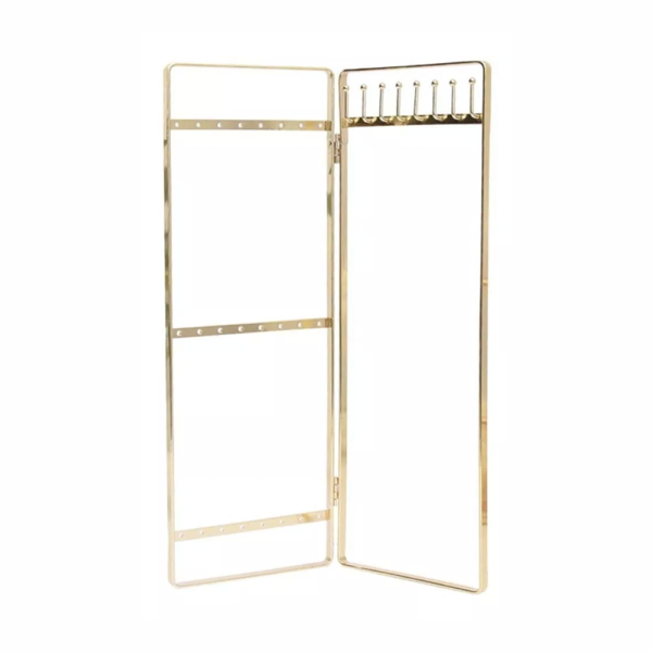 Exhibidor Soporte De Aros Y Cadenas Metalico Dorado