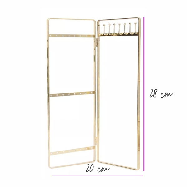 Exhibidor Soporte De Aros Y Cadenas Metalico Dorado - Imagen 2
